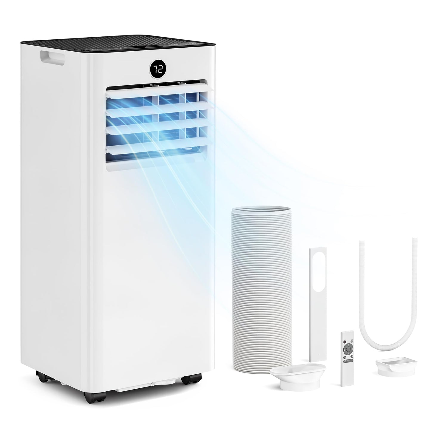 Quiet Portable Air Conditioner 10000 BTU, Cools Rooms up to 450 Sq. Ft, Dehumidifier & Fan Mode, Sleep Mode, 24-Hour Timer, 26 ft Remote Control, Window Kit