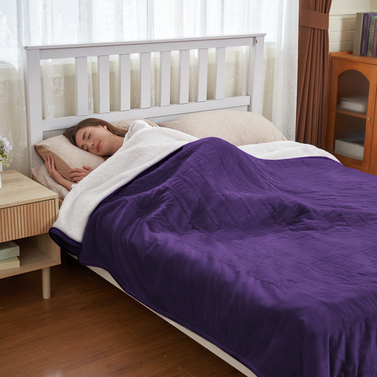 Nexaro Heated Electric Blanket, 62"x84" Flannel Heating Blanket Features 12-Hour Timer with 1-Hour Intervals, Machine Washable Sherpa with Overheating Protection, Ideal Gifts for Her, Purple