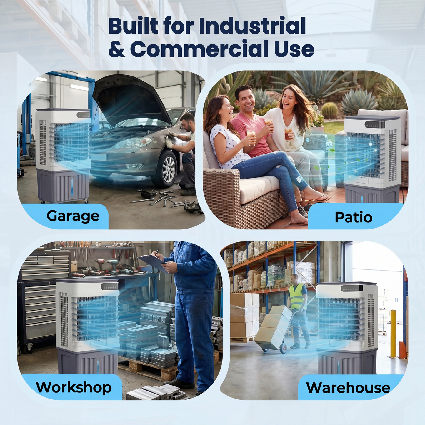 Nexaro 12.28 Gal Swamp Cooler for Garage & Patio, Portable Evaporative Air Cooler Covers Up to 500 Sq.Ft., Heavy Duty Cooling Fan with Oscillation, Remote & 12H Timer, 110V