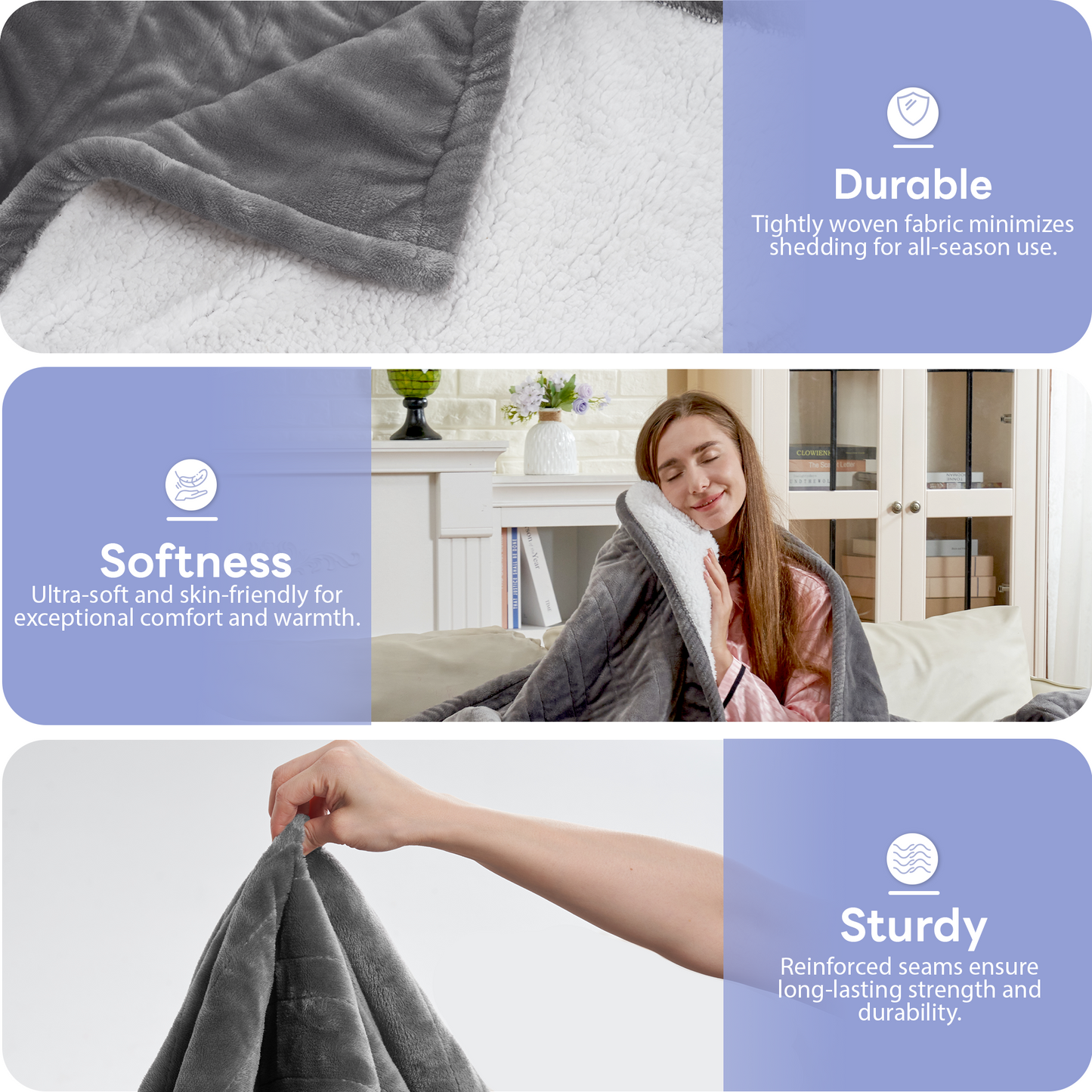 Nexaro Heated Electric Blanket, 72"x84" Flannel Heating Blanket Features 12-Hour Timer with 1-Hour Intervals, Machine Washable Sherpa with Overheating Protection, Ideal Gifts for Her, Grey
