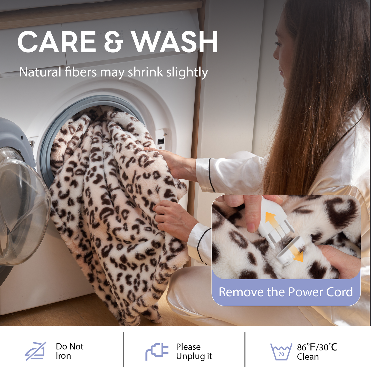 Heated Electric Blanket, 50"x60" Flannel Heating Blanket Features 12-Hour Timer with 1-Hour Intervals, Machine Washable Sherpa with Overheating Protection, Ideal Gifts for Her, Cream Leopard