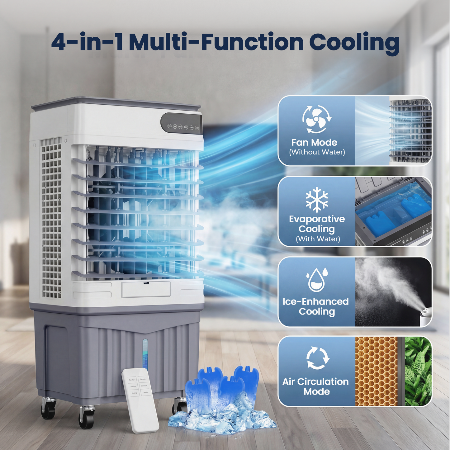 Nexaro 12.28 Gal Swamp Cooler for Garage & Patio, Portable Evaporative Air Cooler Covers Up to 500 Sq.Ft., Heavy Duty Cooling Fan with Oscillation, Remote & 12H Timer, 110V