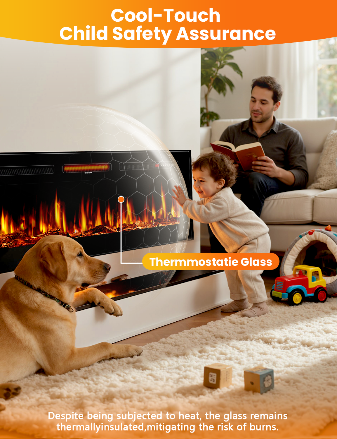 Nexaro 60″Electric Fireplace Heater with 1500W High/Low Heat, Overheat Protection, Child Lock, 12 Flame Colors, Timer, Remote Control, Recessed or Wall Mounted Fireplace Insert