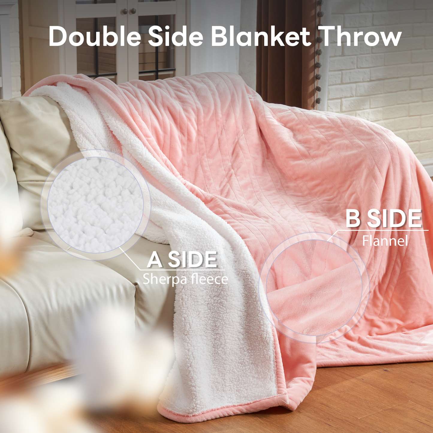 Nexaro Heated Electric Blanket, 72"x84" Flannel Heating Blanket Features 12-Hour Timer with 1-Hour Intervals, Machine Washable Sherpa with Overheating Protection, Ideal Gifts for Her, Pink