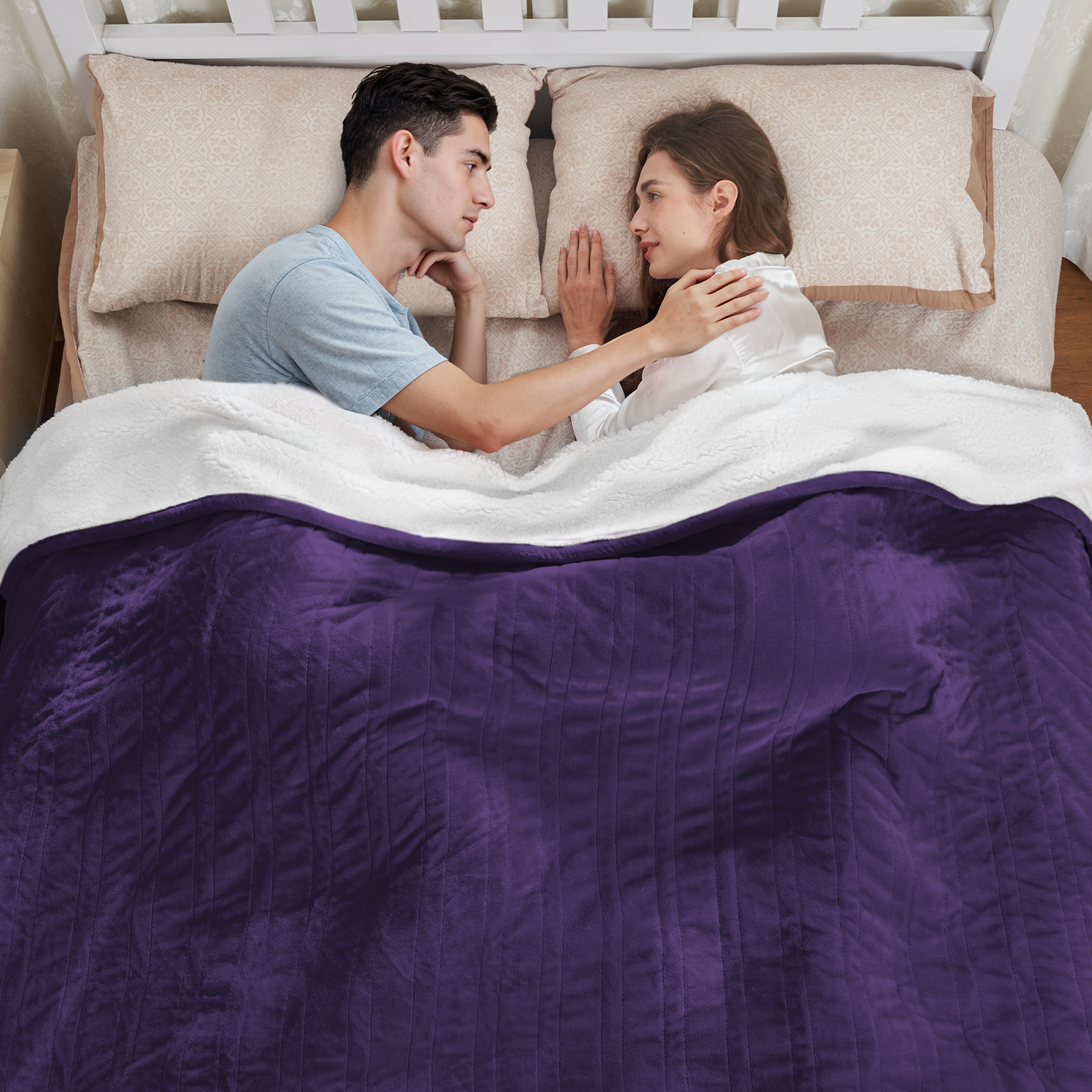 Nexaro Heated Electric Blanket, 72"x84" Flannel Heating Blanket Features 12-Hour Timer with 1-Hour Intervals, Machine Washable Sherpa with Overheating Protection, Ideal Gifts for Her, Purple