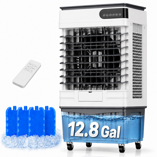 Nanori 3800CFM Evaporative Air Cooler, 12.8 Gal Swamp Cooler,Large Water Tank, 3 Speeds, 120° Oscillation, 1–12H Timer, Remote, for Garage, Patio, Workshop, Warehouse