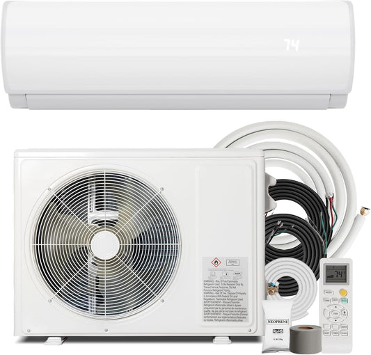 12000BTU Mini Split Air Conditioner Heat Pump, 19 SEER2 Inverter Compressor AC Unit Cools Rooms up to 750 Sq. Ft, 115V Ductless Split AC with Pre-Charged Condenser & Installation Kit